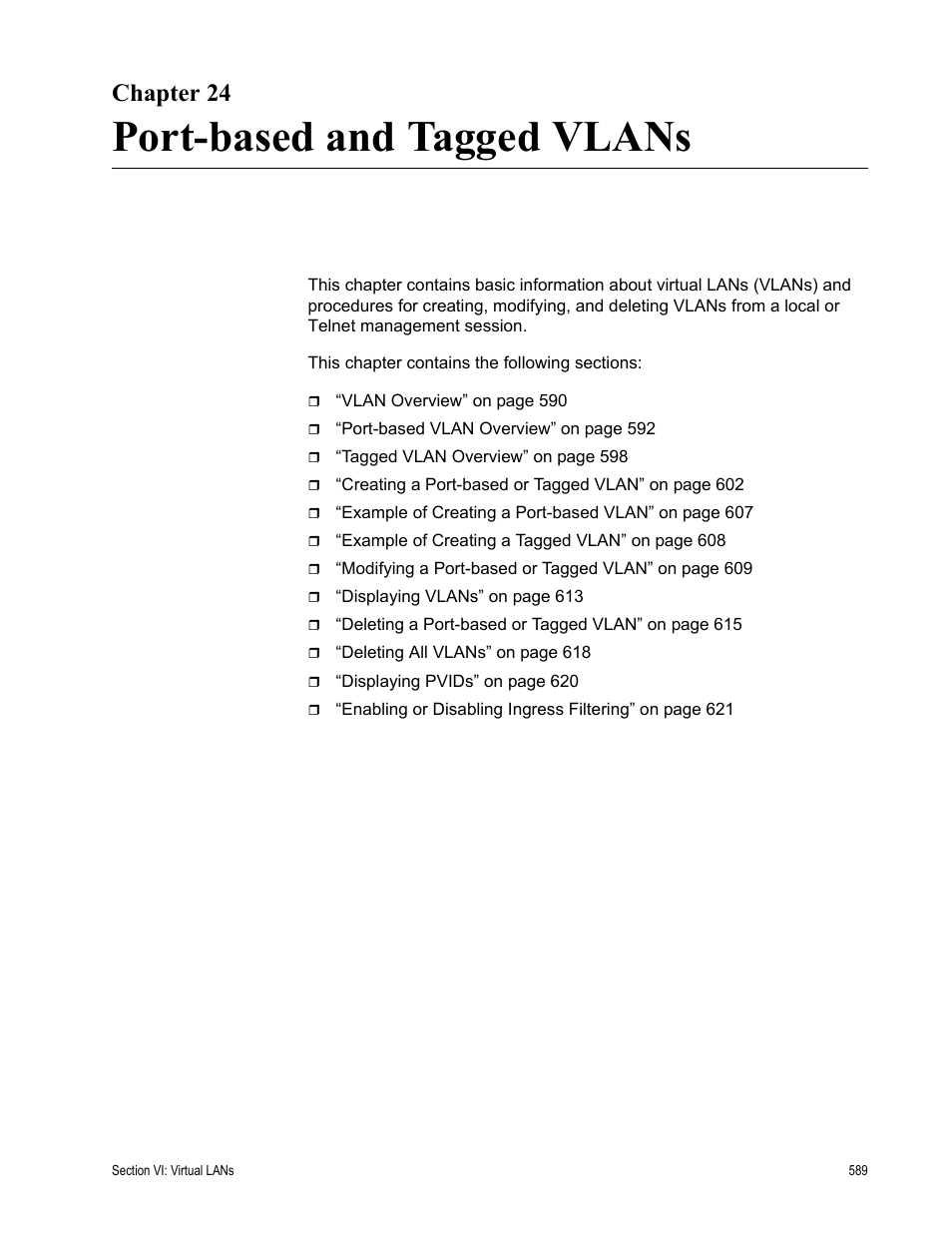 Chapter 24, Port-based and tagged vlans, Chapter 24: port-based and tagged vlans | Allied Telesis AT-S63 User Manual | Page 589 / 944