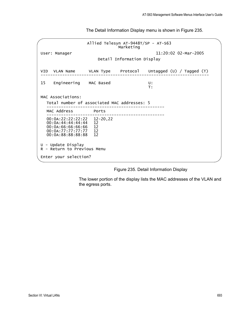 Detail information display | Allied Telesis AT-S63 User Manual | Page 693 / 944