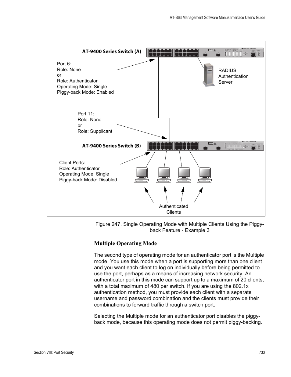 Multiple operating mode, At-9400 series switch (b) | Allied Telesis AT-S63 User Manual | Page 733 / 944