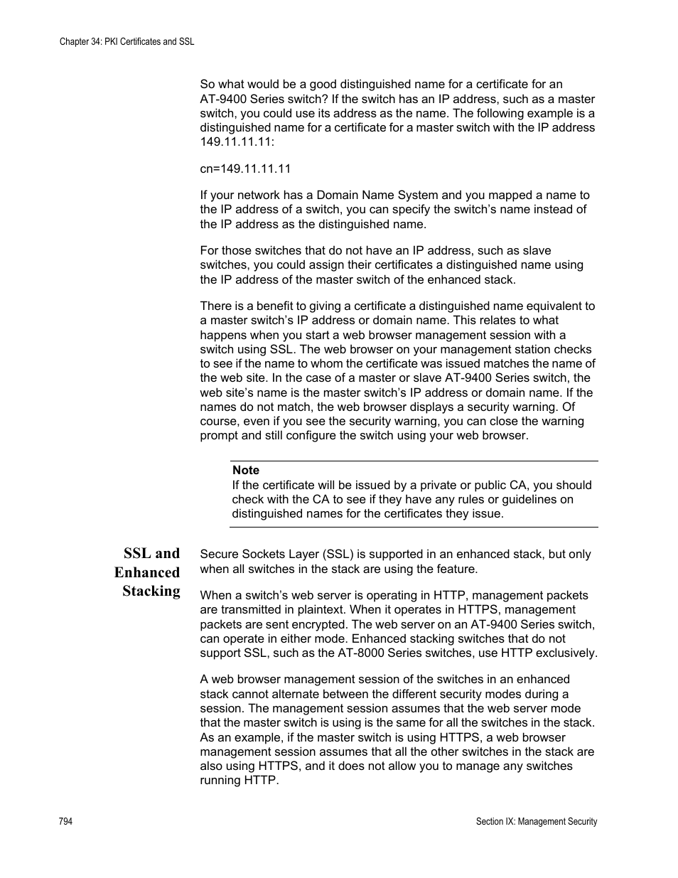 Ssl and enhanced stacking | Allied Telesis AT-S63 User Manual | Page 794 / 944