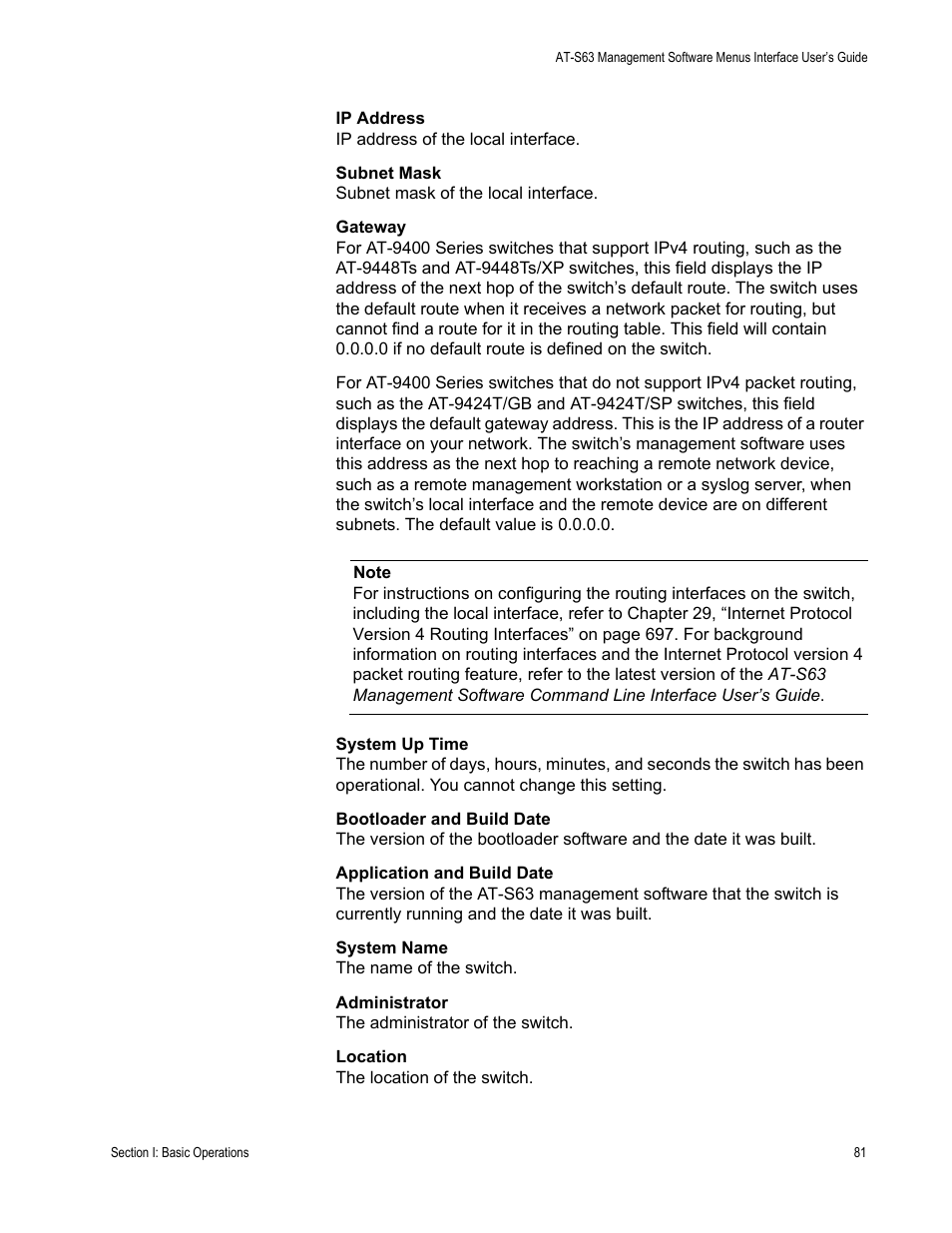 Allied Telesis AT-S63 User Manual | Page 81 / 944