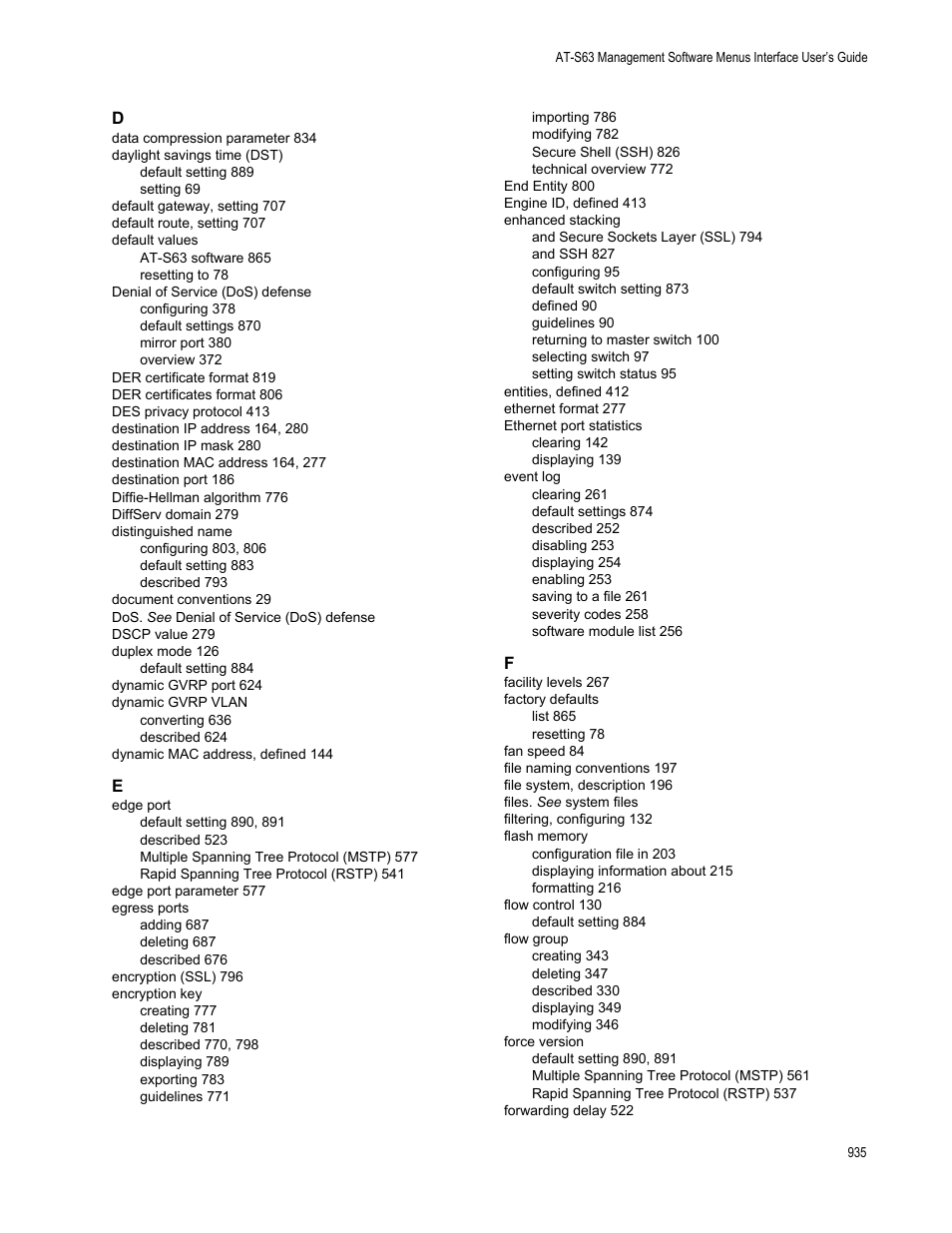 Allied Telesis AT-S63 User Manual | Page 935 / 944