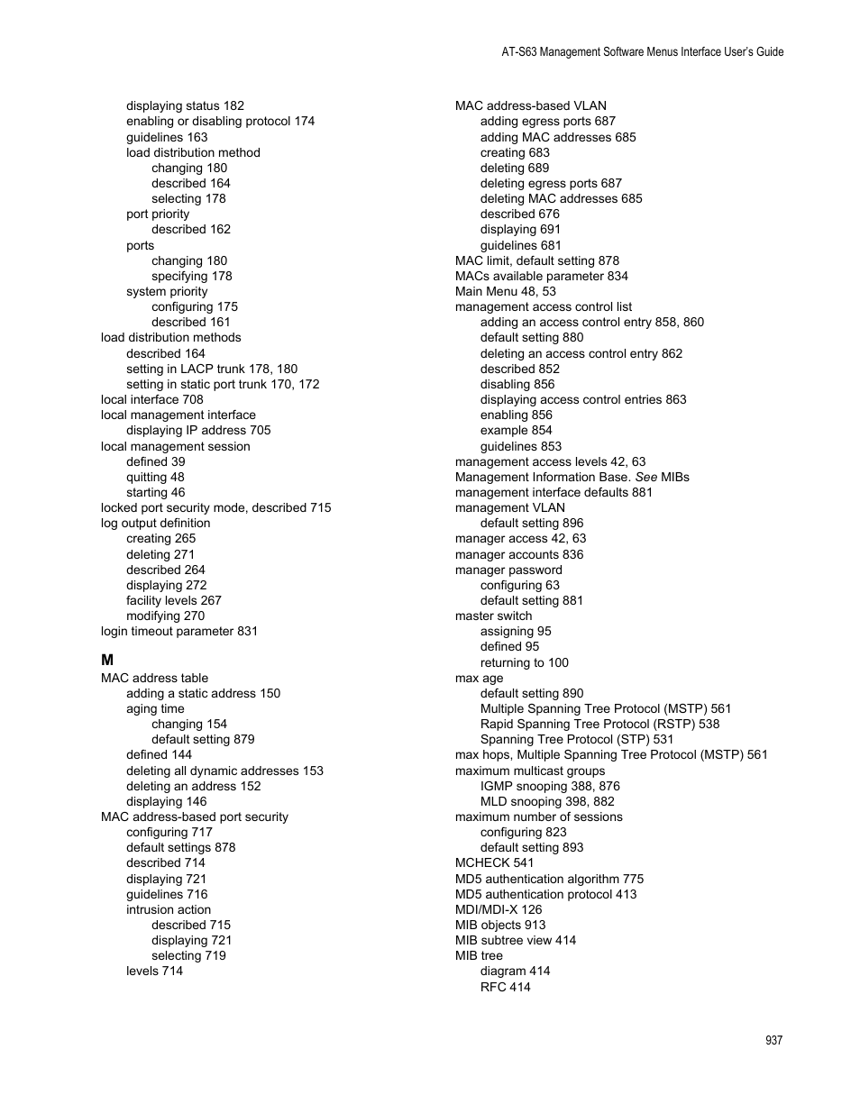 Allied Telesis AT-S63 User Manual | Page 937 / 944