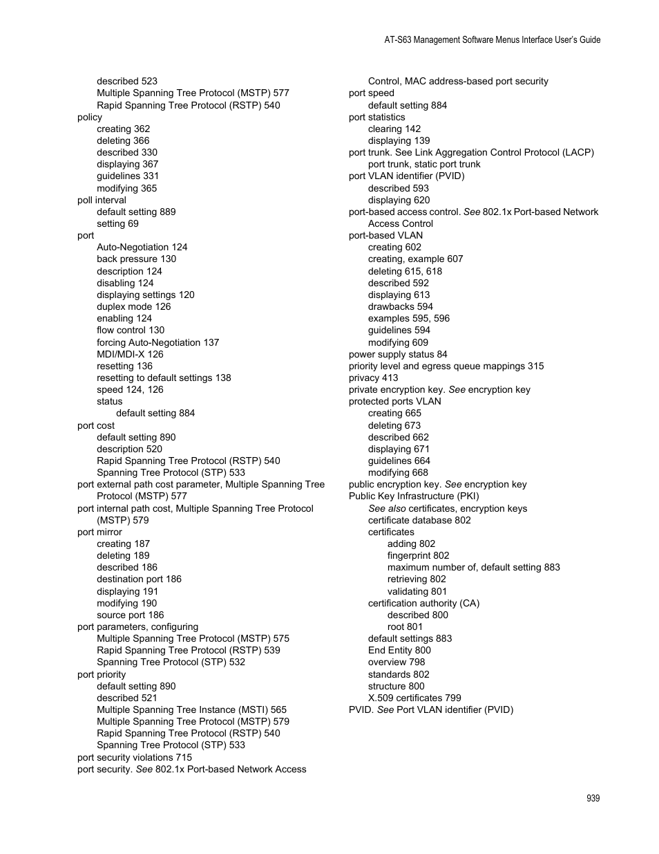 Allied Telesis AT-S63 User Manual | Page 939 / 944