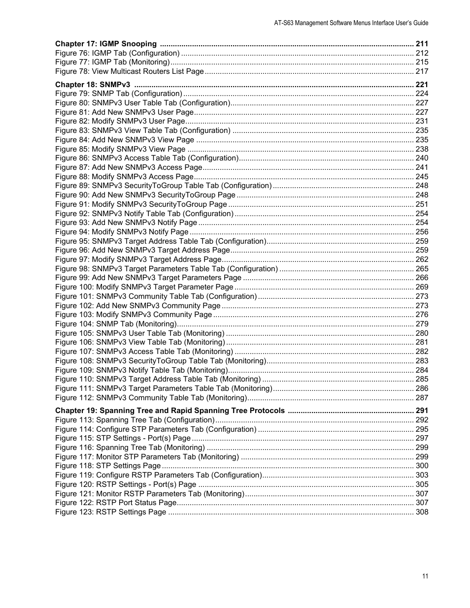 Allied Telesis AT-S63 User Manual | Page 11 / 430