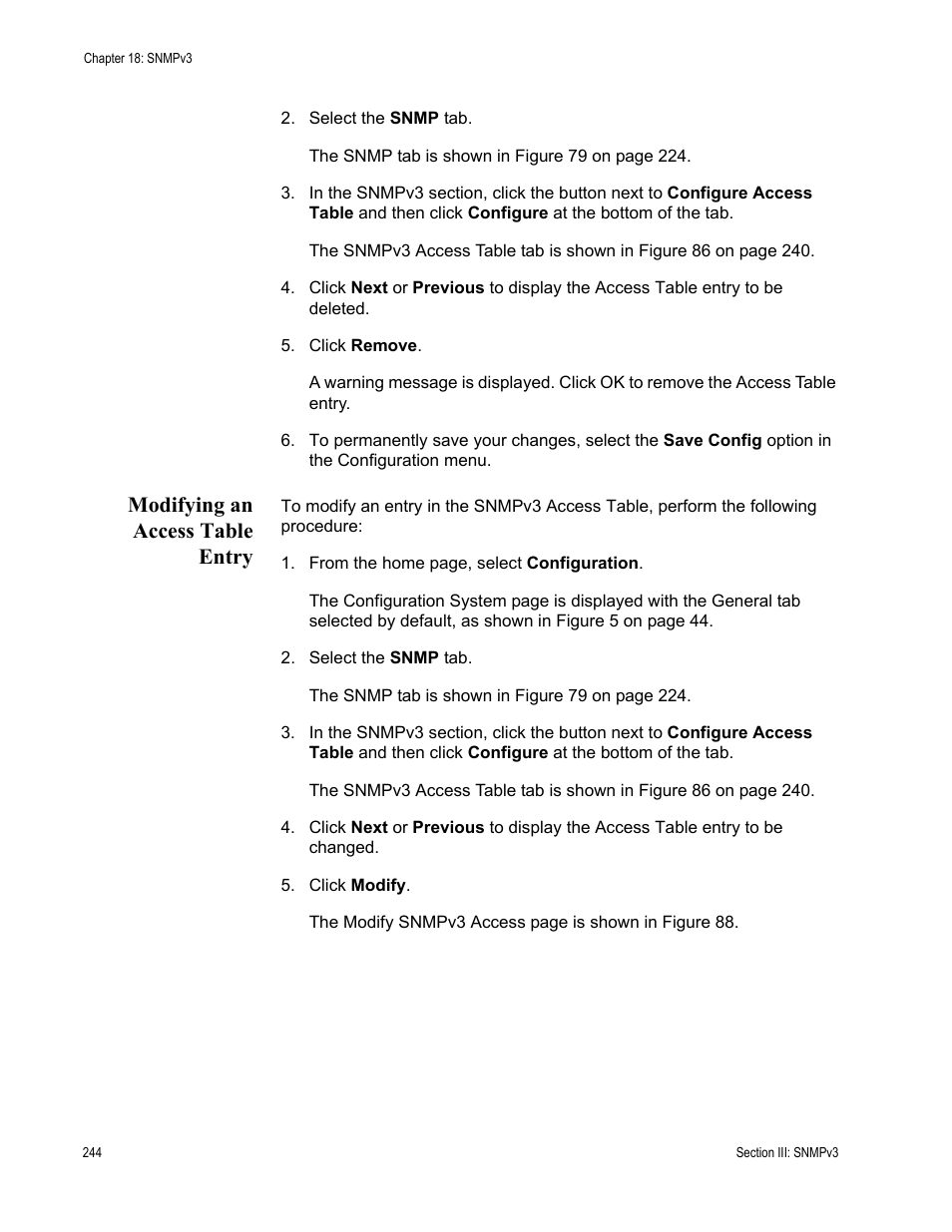 Modifying an access table entry | Allied Telesis AT-S63 User Manual | Page 244 / 430