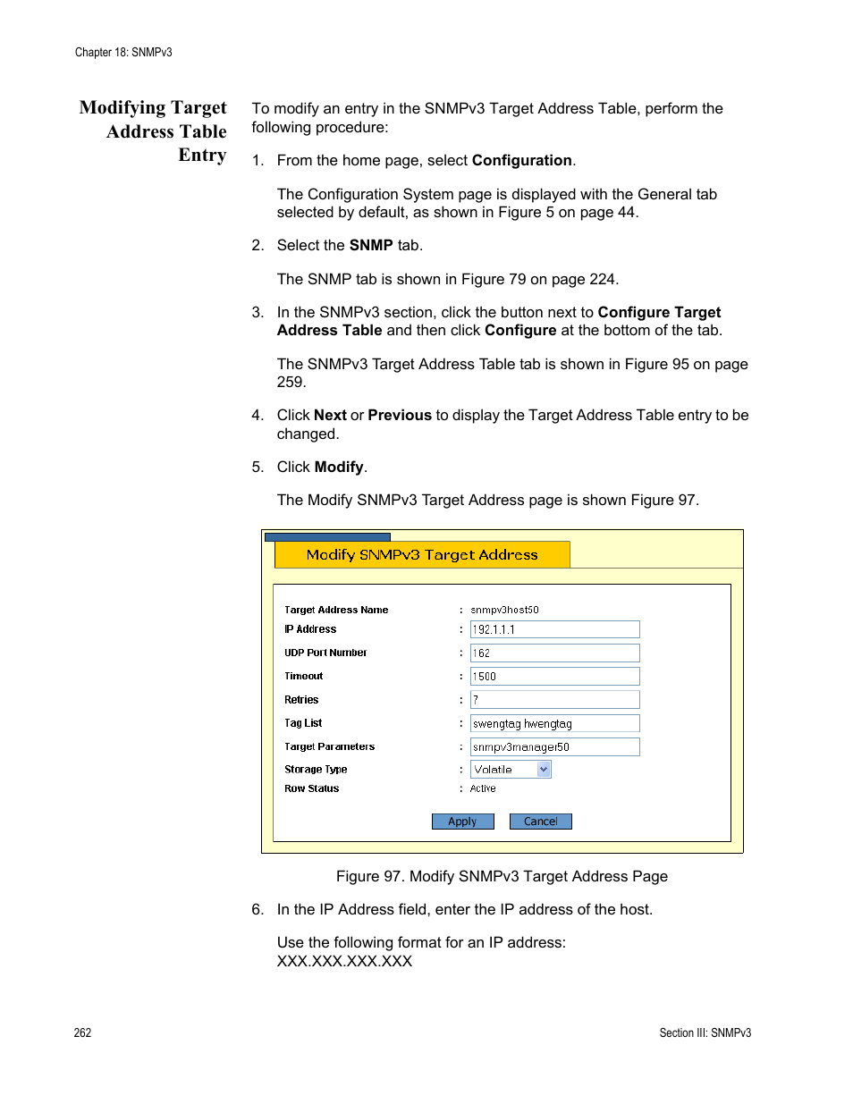 Modifying target address table entry | Allied Telesis AT-S63 User Manual | Page 262 / 430