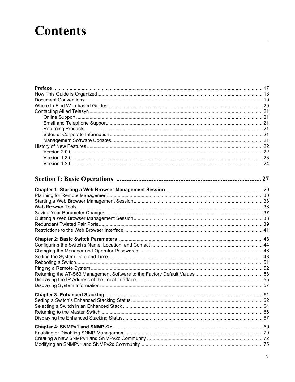 Allied Telesis AT-S63 User Manual | Page 3 / 430