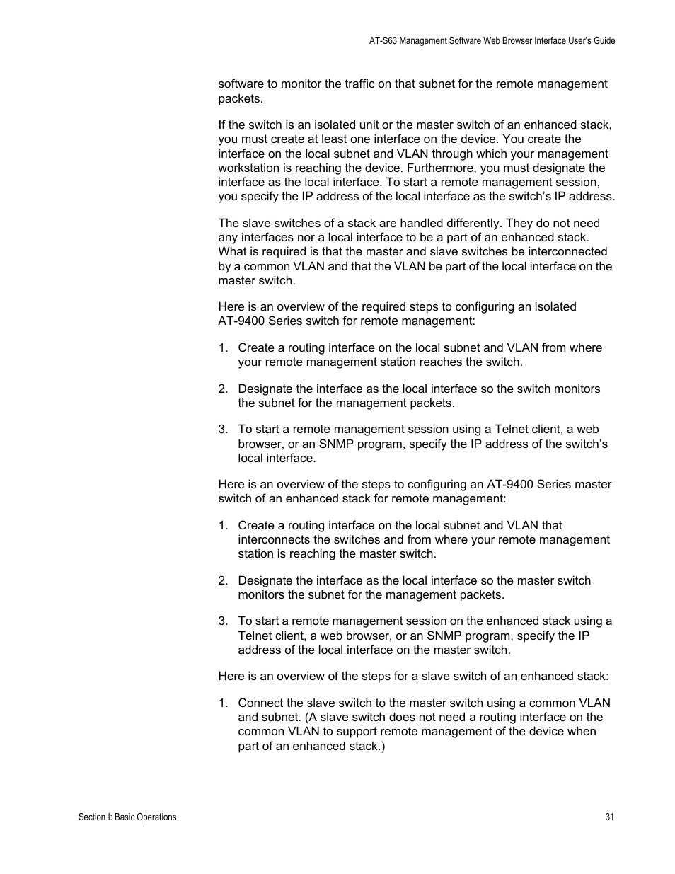 Allied Telesis AT-S63 User Manual | Page 31 / 430