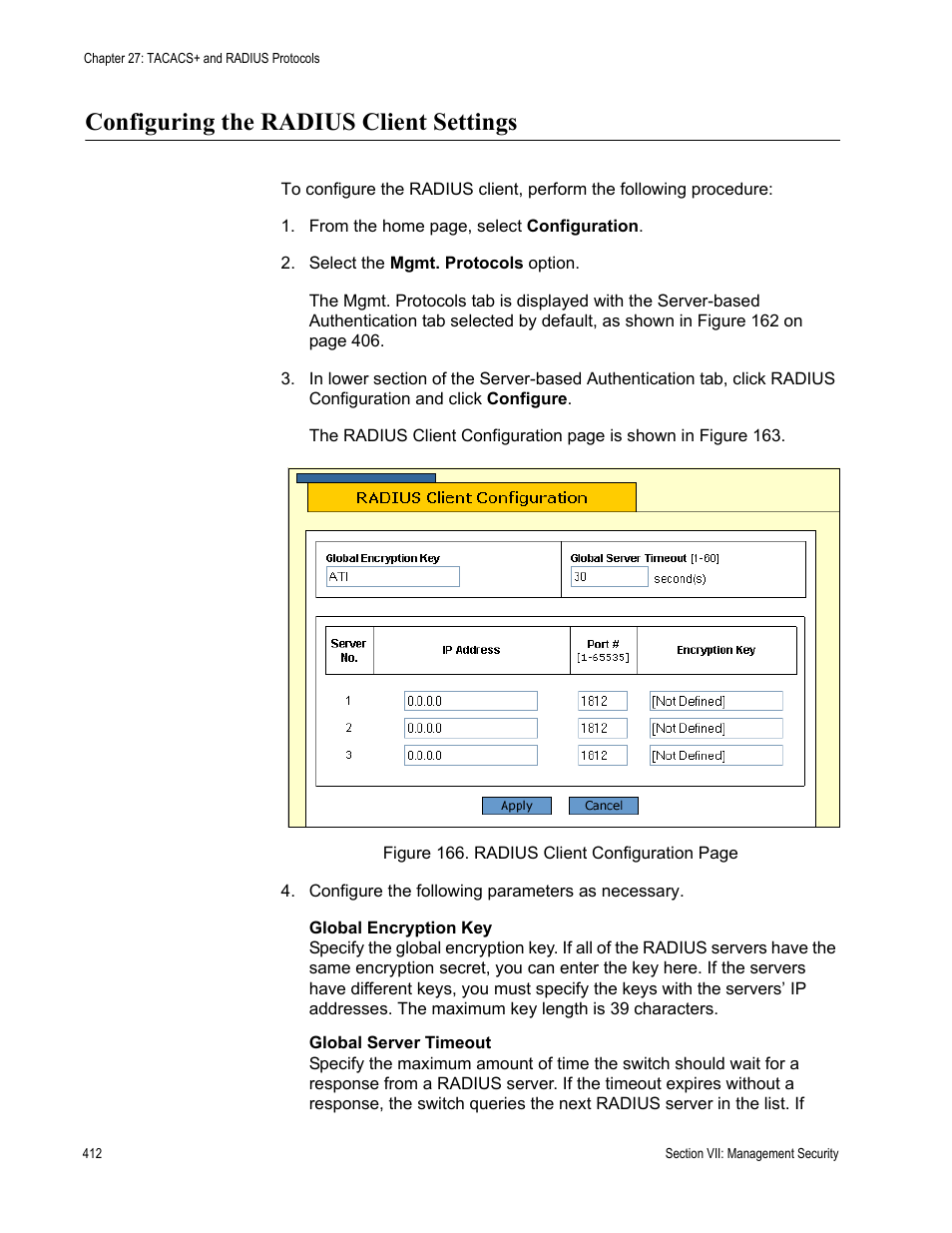 Configuring the radius client settings | Allied Telesis AT-S63 User Manual | Page 412 / 430