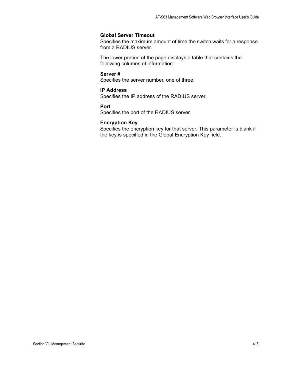 Allied Telesis AT-S63 User Manual | Page 415 / 430