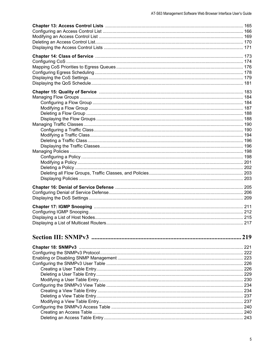 Allied Telesis AT-S63 User Manual | Page 5 / 430