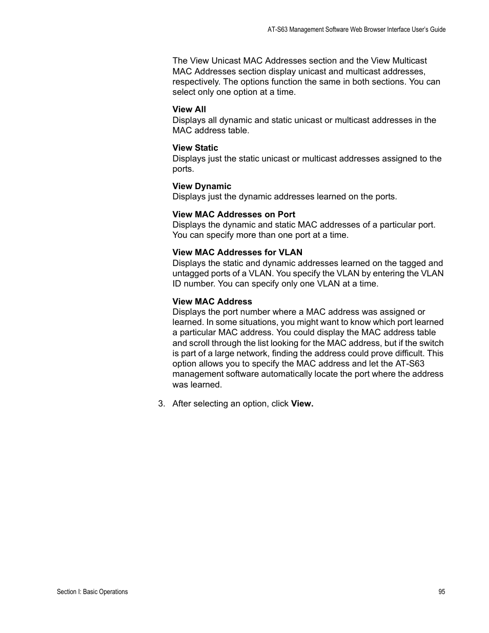 Allied Telesis AT-S63 User Manual | Page 95 / 430