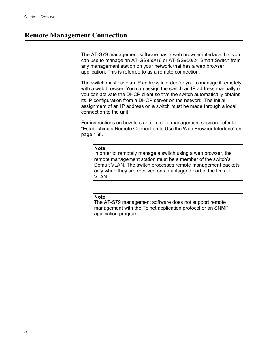 Remote management connection | Allied Telesis AT-S79 User Manual | Page 18 / 242