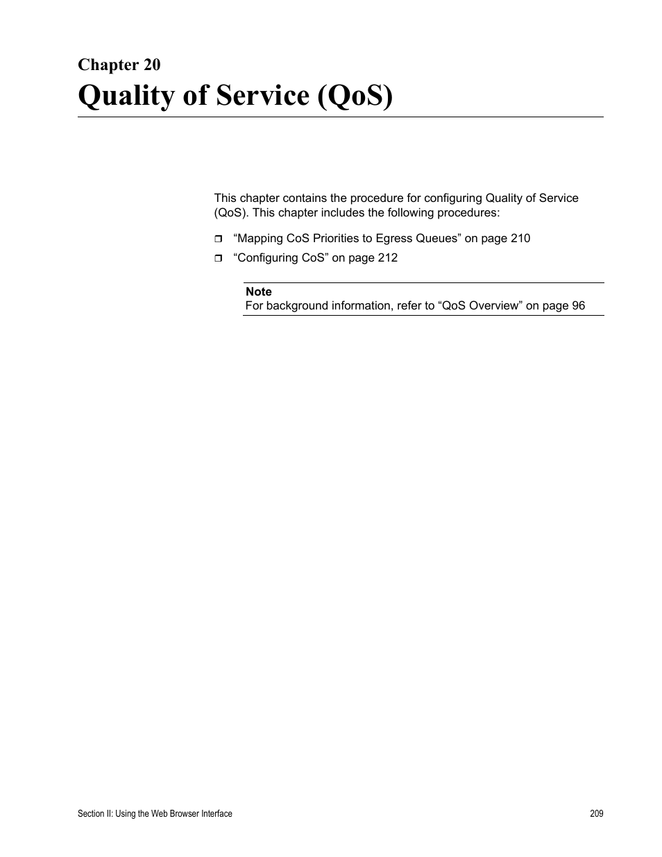 Chapter 20, Quality of service (qos) | Allied Telesis AT-S79 User Manual | Page 209 / 242