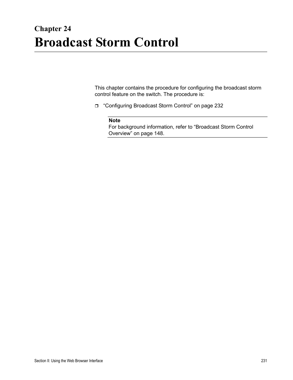 Chapter 24, Broadcast storm control | Allied Telesis AT-S79 User Manual | Page 231 / 242
