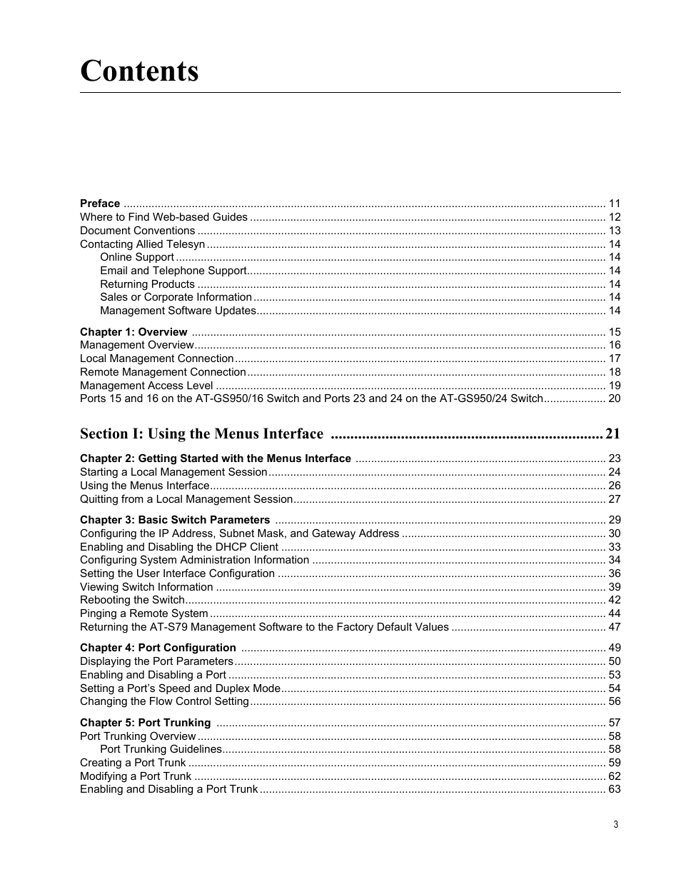 Allied Telesis AT-S79 User Manual | Page 3 / 242