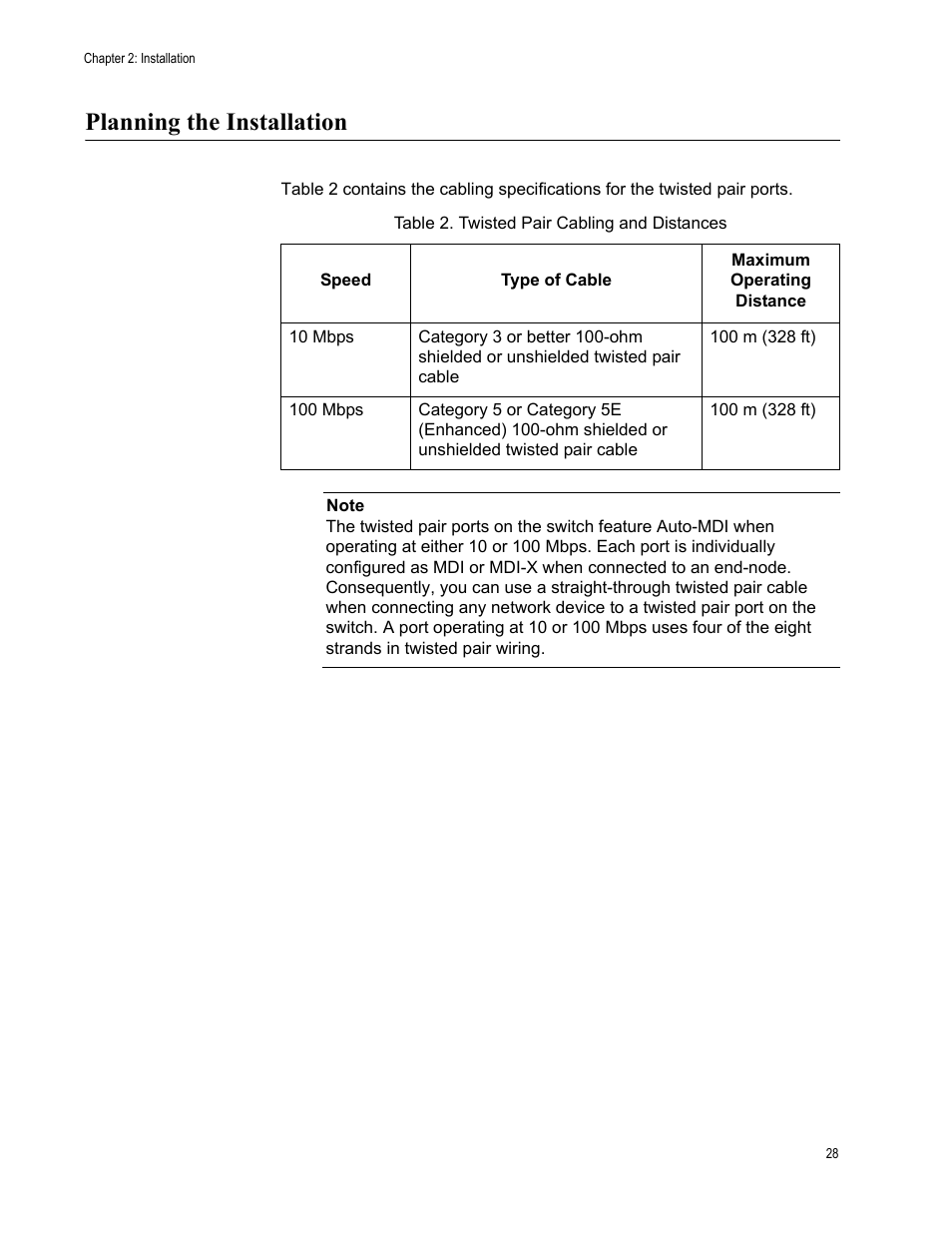 Planning the installation | Allied Telesis AT-FS717FC/SC User Manual | Page 28 / 69