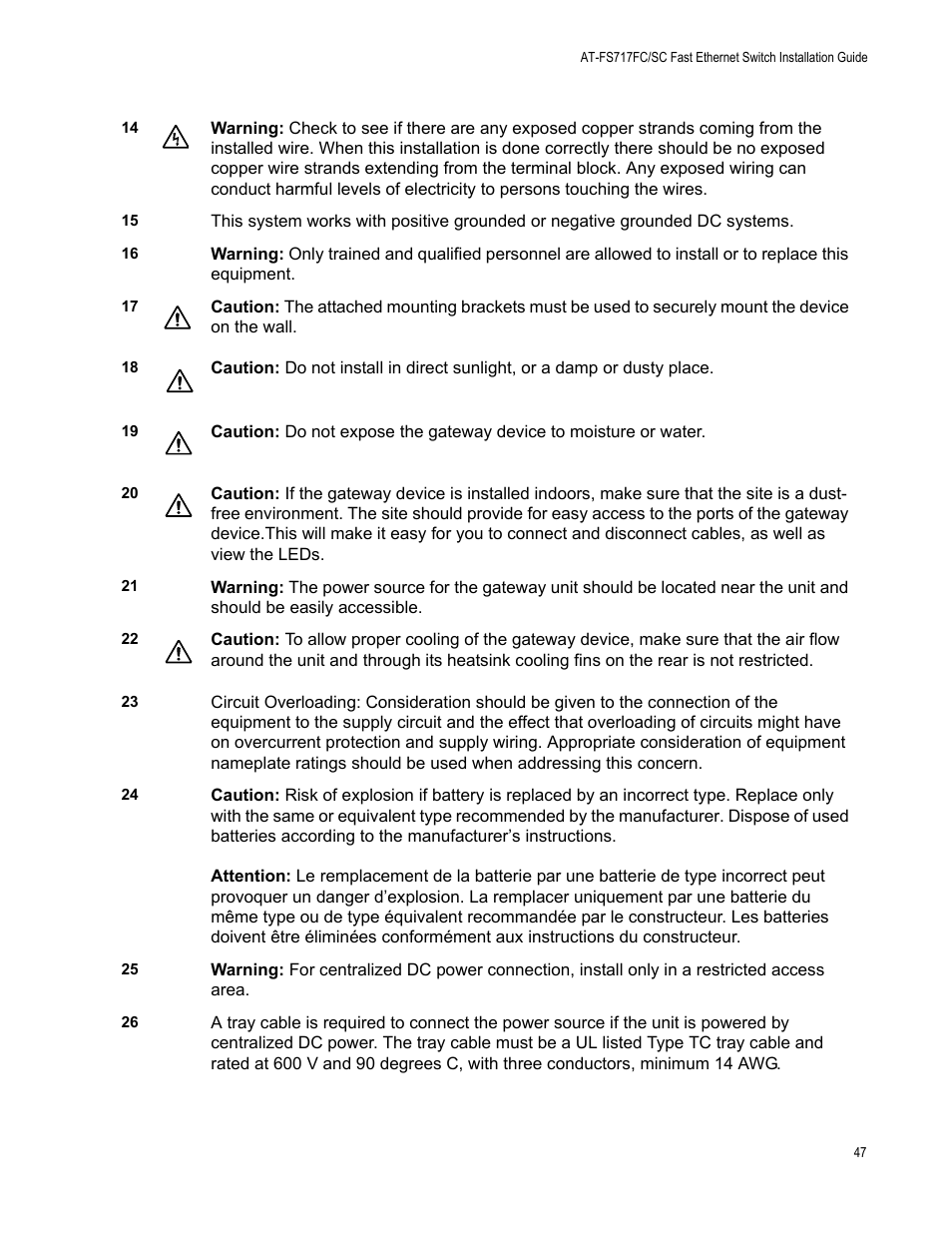 Allied Telesis AT-FS717FC/SC User Manual | Page 47 / 69