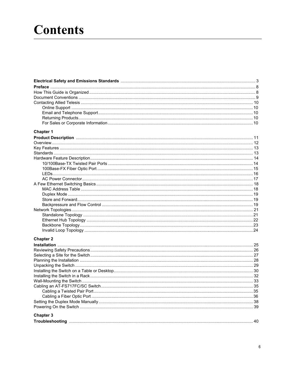 Allied Telesis AT-FS717FC/SC User Manual | Page 6 / 69