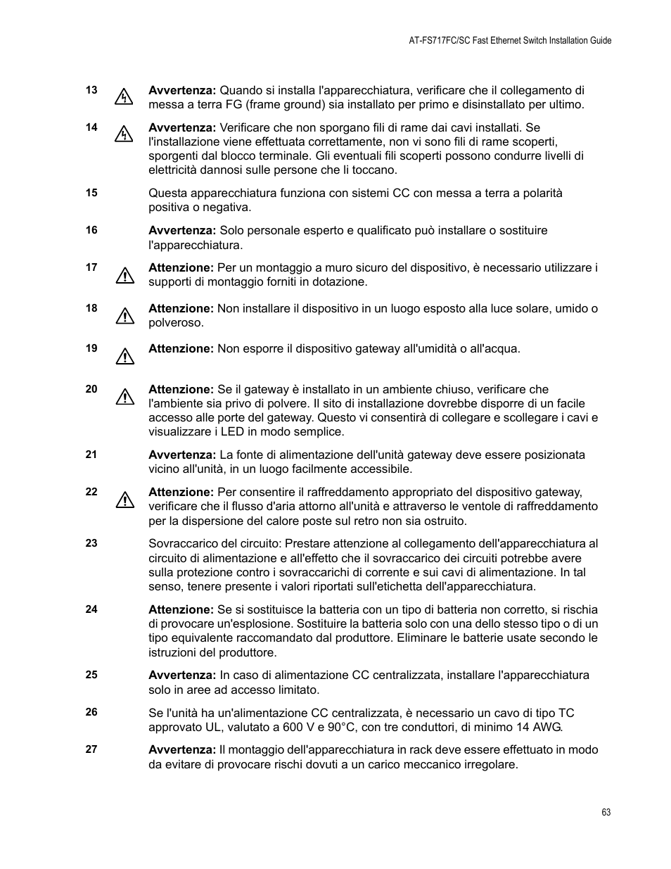 Allied Telesis AT-FS717FC/SC User Manual | Page 63 / 69