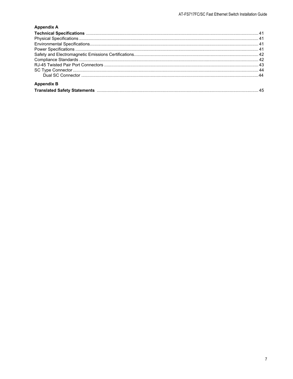 Allied Telesis AT-FS717FC/SC User Manual | Page 7 / 69