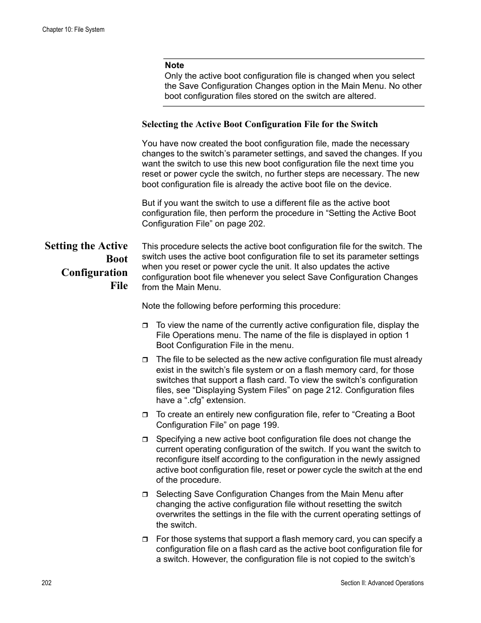 Setting the active boot configuration file | Allied Telesis AT-S63 User Manual | Page 202 / 942