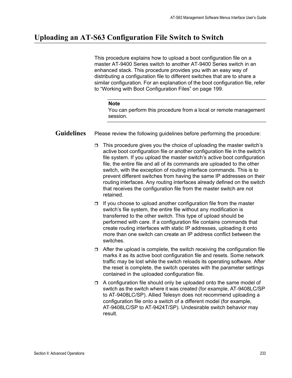 Guidelines | Allied Telesis AT-S63 User Manual | Page 233 / 942