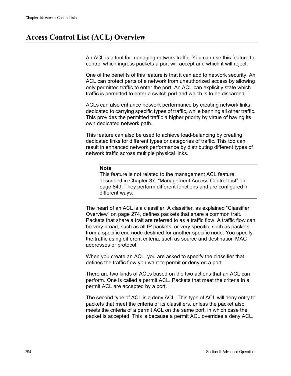 Access control list (acl) overview | Allied Telesis AT-S63 User Manual | Page 294 / 942