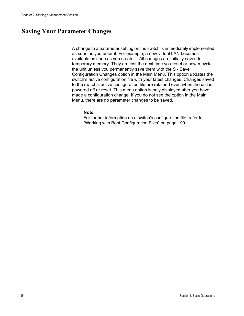 Saving your parameter changes | Allied Telesis AT-S63 User Manual | Page 54 / 942