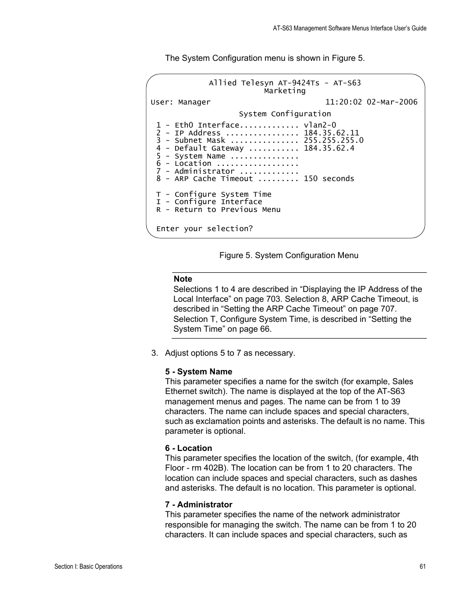 Figure 5: system configuration menu | Allied Telesis AT-S63 User Manual | Page 61 / 942