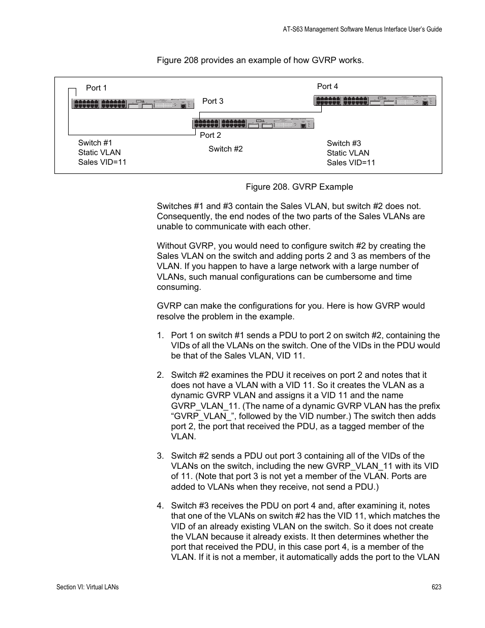 Figure 208: gvrp example | Allied Telesis AT-S63 User Manual | Page 623 / 942