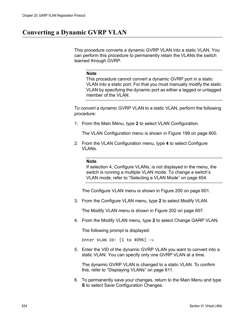 Converting a dynamic gvrp vlan | Allied Telesis AT-S63 User Manual | Page 634 / 942