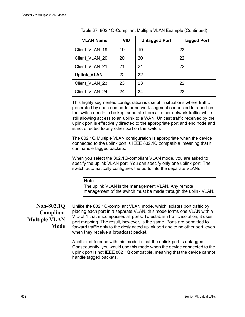 Non-802.1q compliant multiple vlan mode | Allied Telesis AT-S63 User Manual | Page 652 / 942