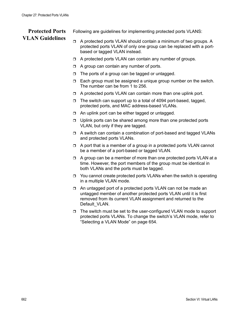 Protected ports vlan guidelines | Allied Telesis AT-S63 User Manual | Page 662 / 942