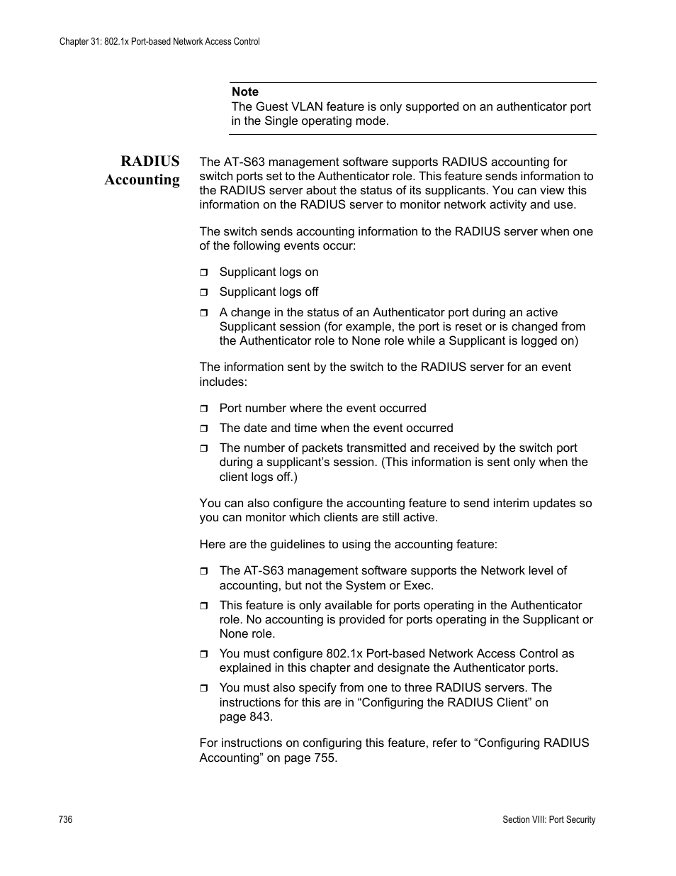 Radius accounting | Allied Telesis AT-S63 User Manual | Page 736 / 942