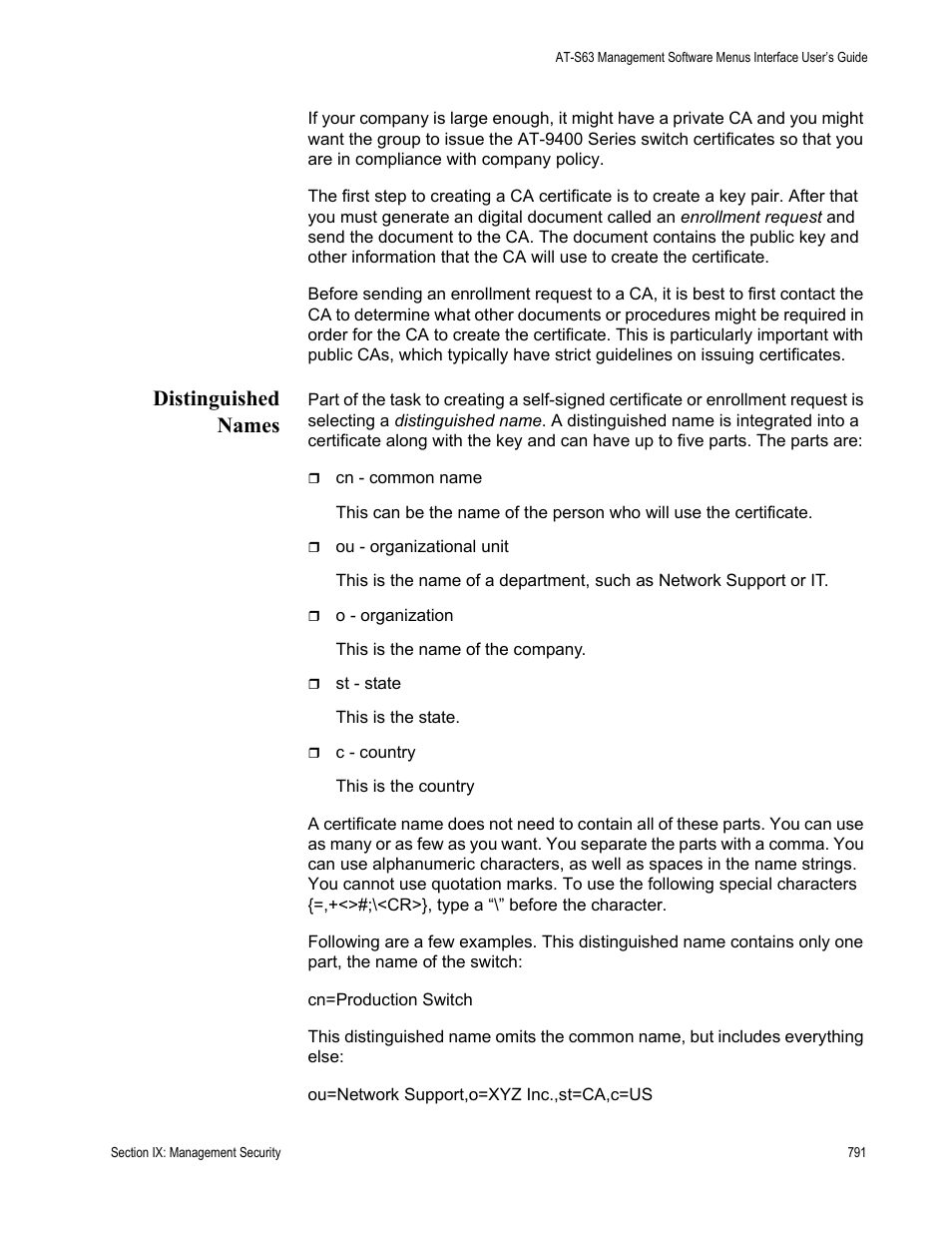 Distinguished names | Allied Telesis AT-S63 User Manual | Page 791 / 942