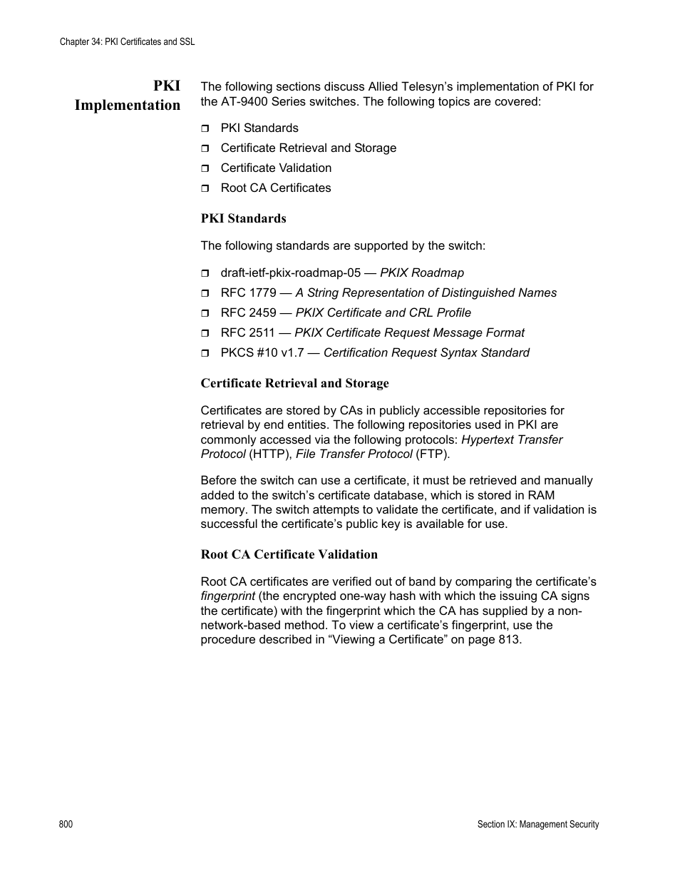 Pki implementation | Allied Telesis AT-S63 User Manual | Page 800 / 942