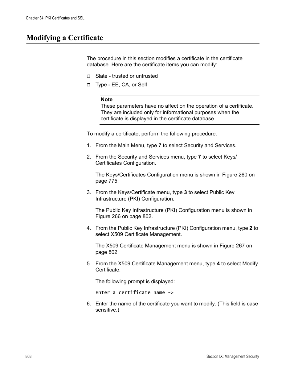 Modifying a certificate | Allied Telesis AT-S63 User Manual | Page 808 / 942
