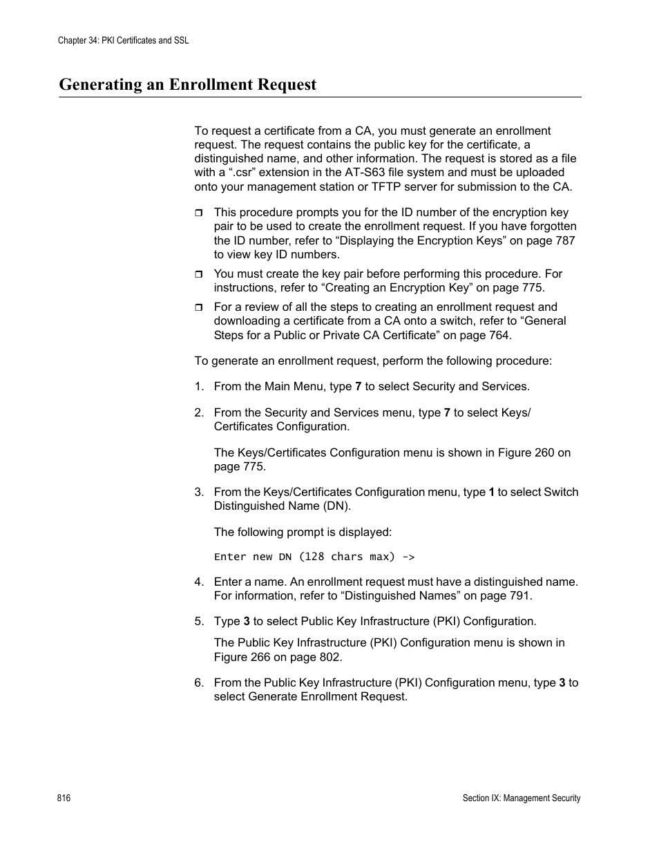Generating an enrollment request, In “generating an | Allied Telesis AT-S63 User Manual | Page 816 / 942