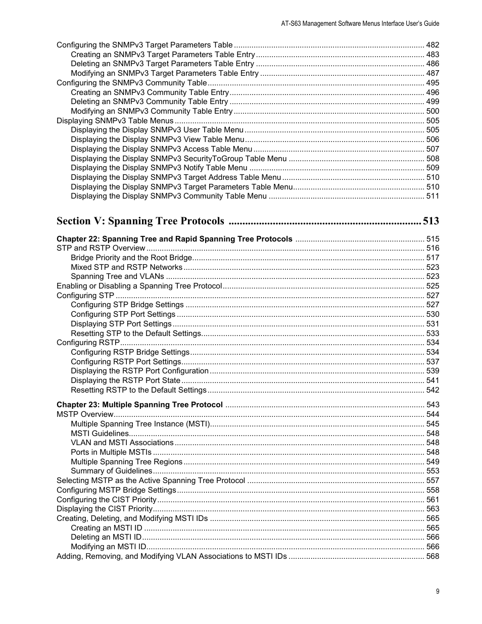 Allied Telesis AT-S63 User Manual | Page 9 / 942
