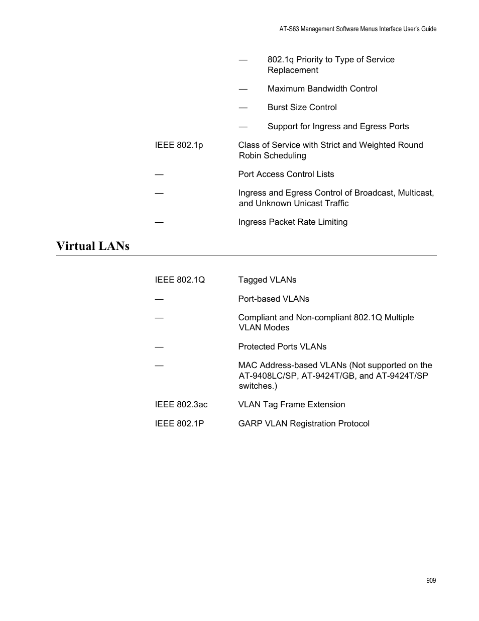 Virtual lans | Allied Telesis AT-S63 User Manual | Page 909 / 942