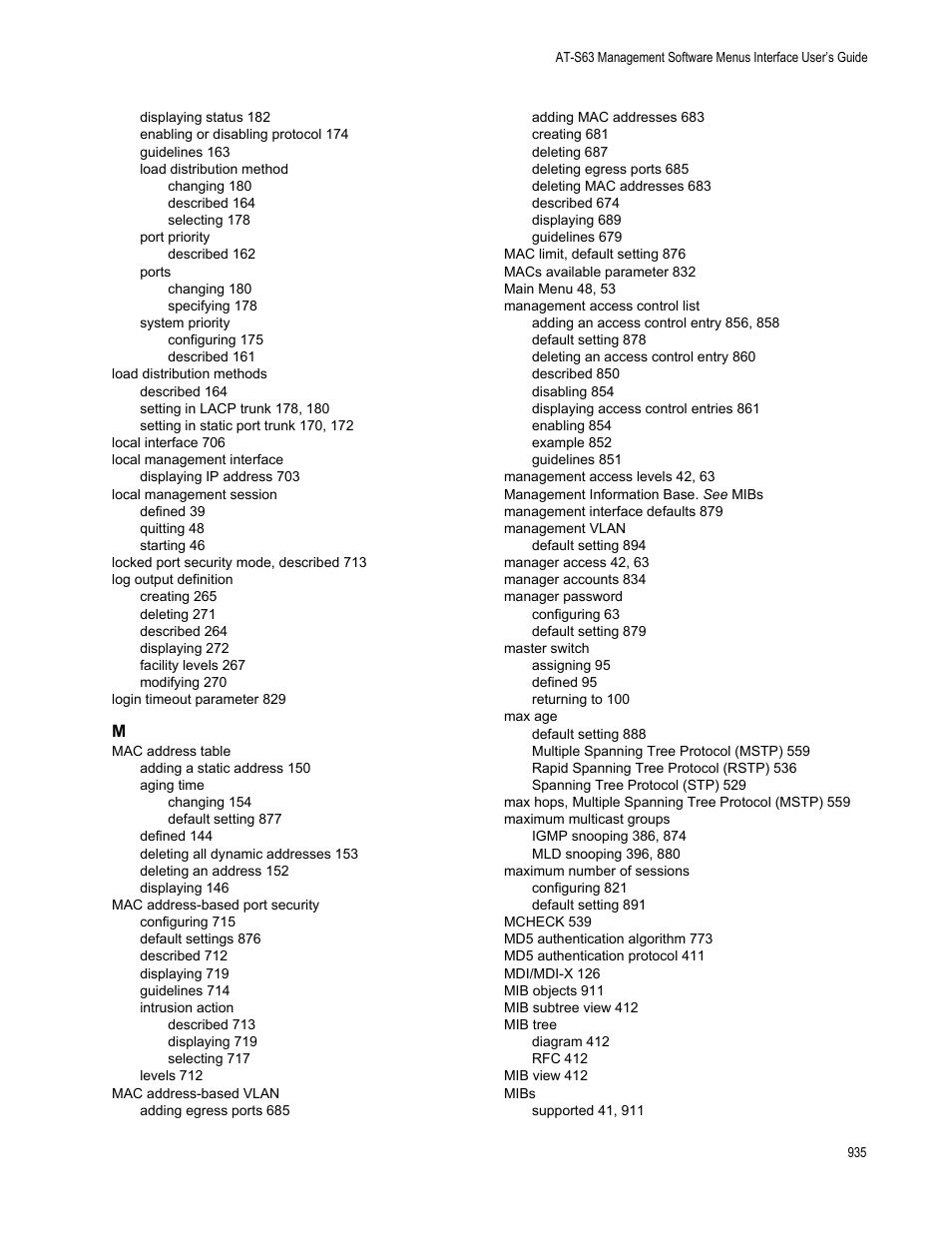 Allied Telesis AT-S63 User Manual | Page 935 / 942