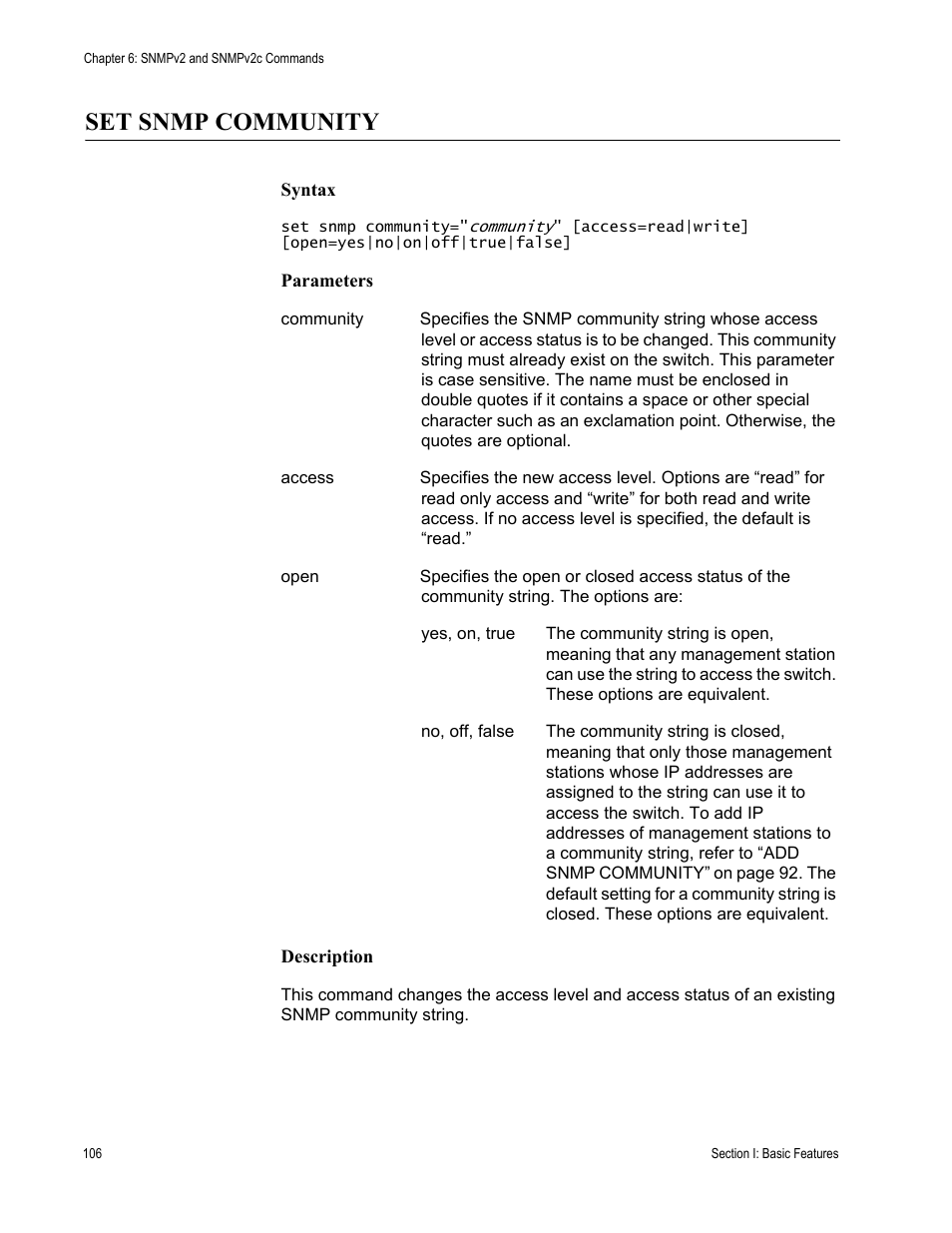 Set snmp community | Allied Telesis AT-S63 User Manual | Page 106 / 726