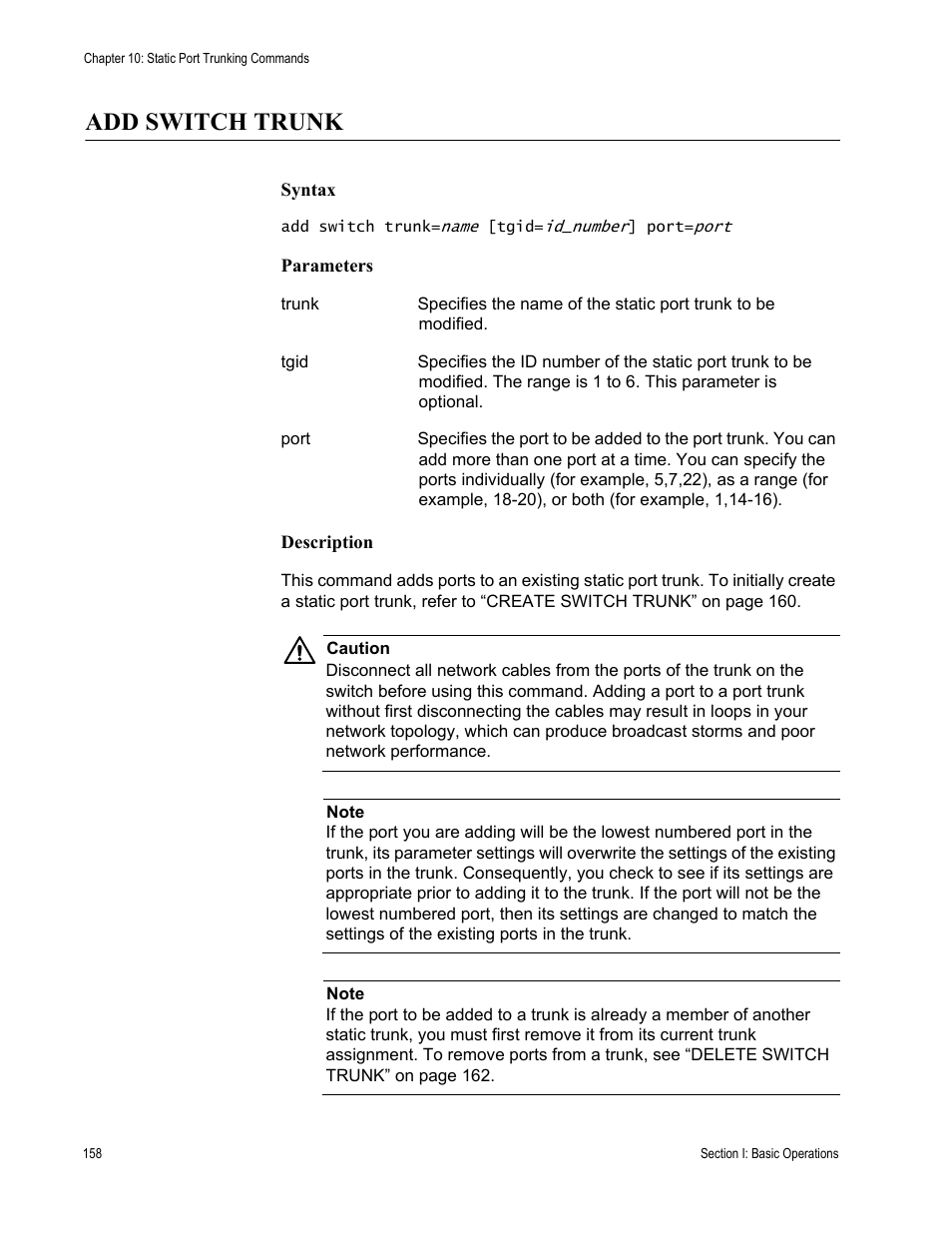 Add switch trunk | Allied Telesis AT-S63 User Manual | Page 158 / 726