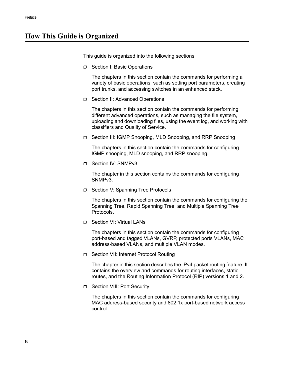How this guide is organized | Allied Telesis AT-S63 User Manual | Page 16 / 726