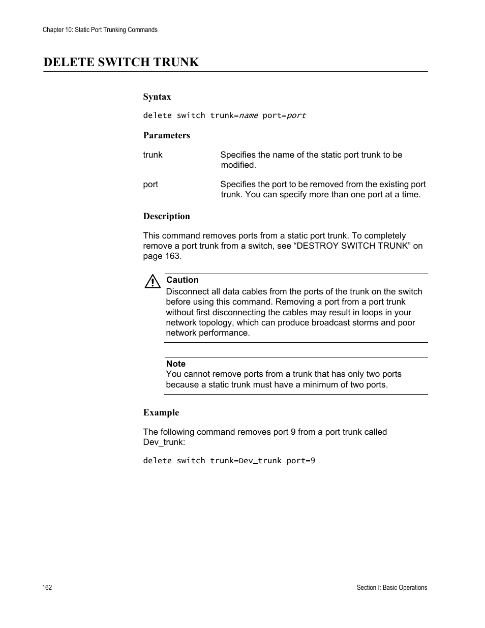 Delete switch trunk | Allied Telesis AT-S63 User Manual | Page 162 / 726