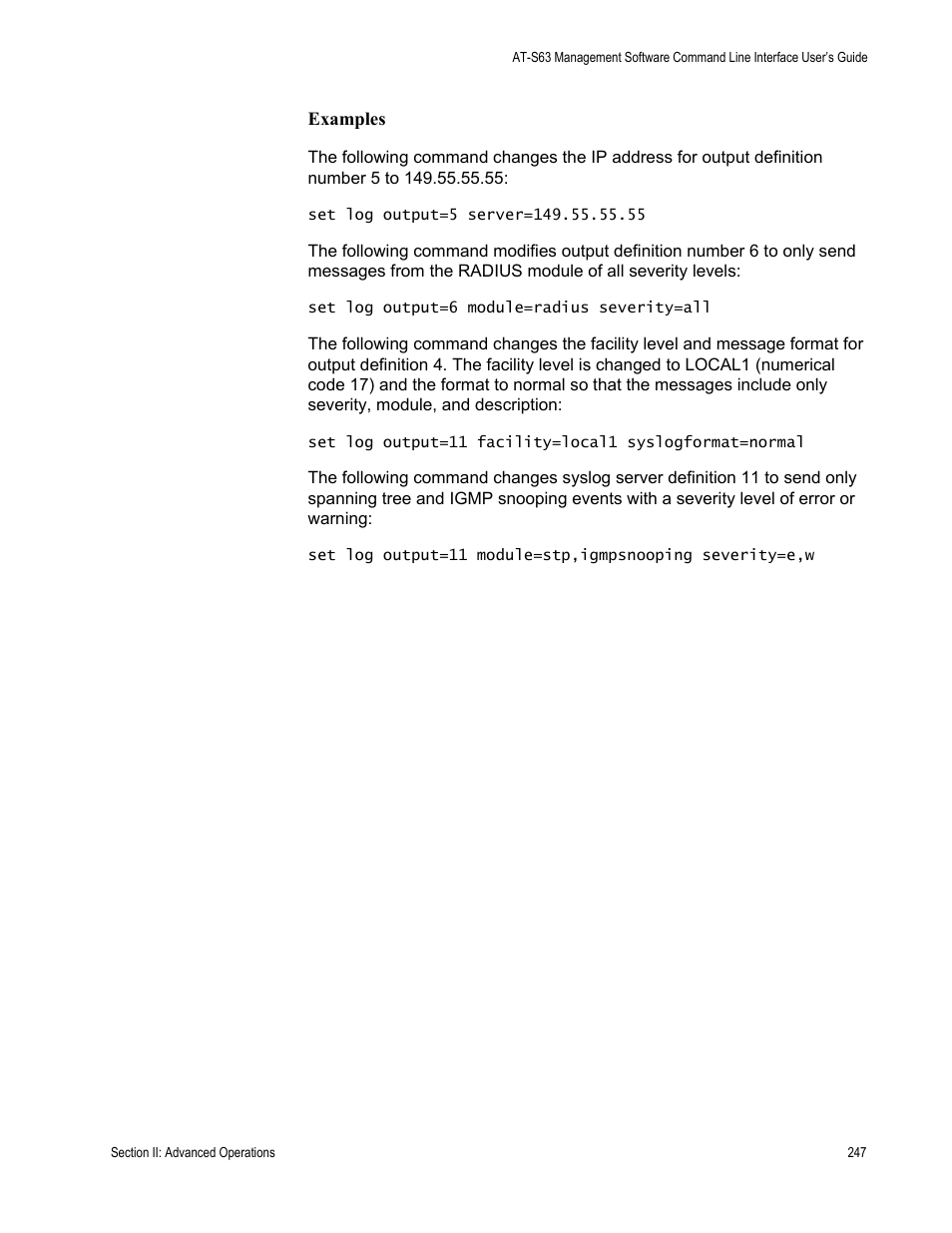 Allied Telesis AT-S63 User Manual | Page 247 / 726