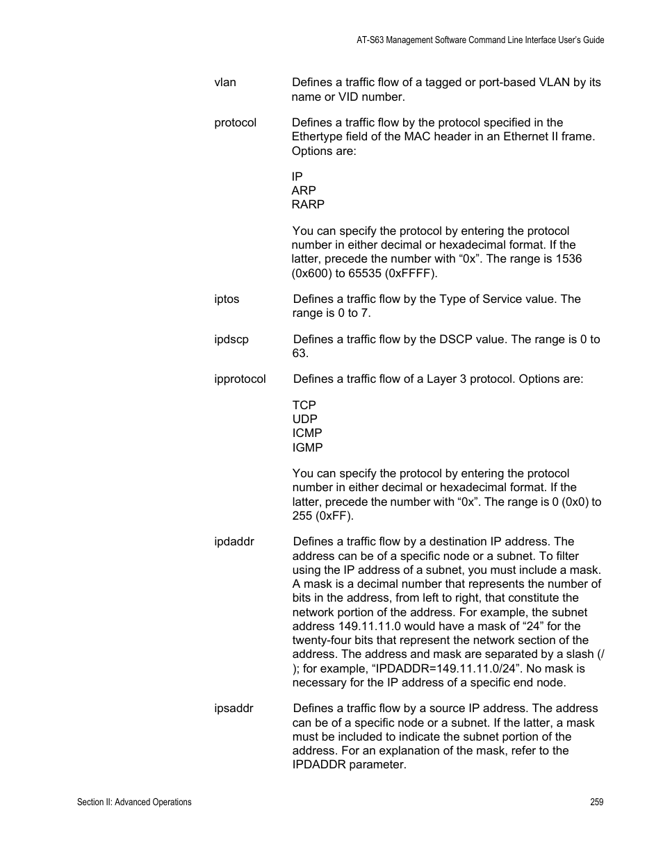 Allied Telesis AT-S63 User Manual | Page 259 / 726