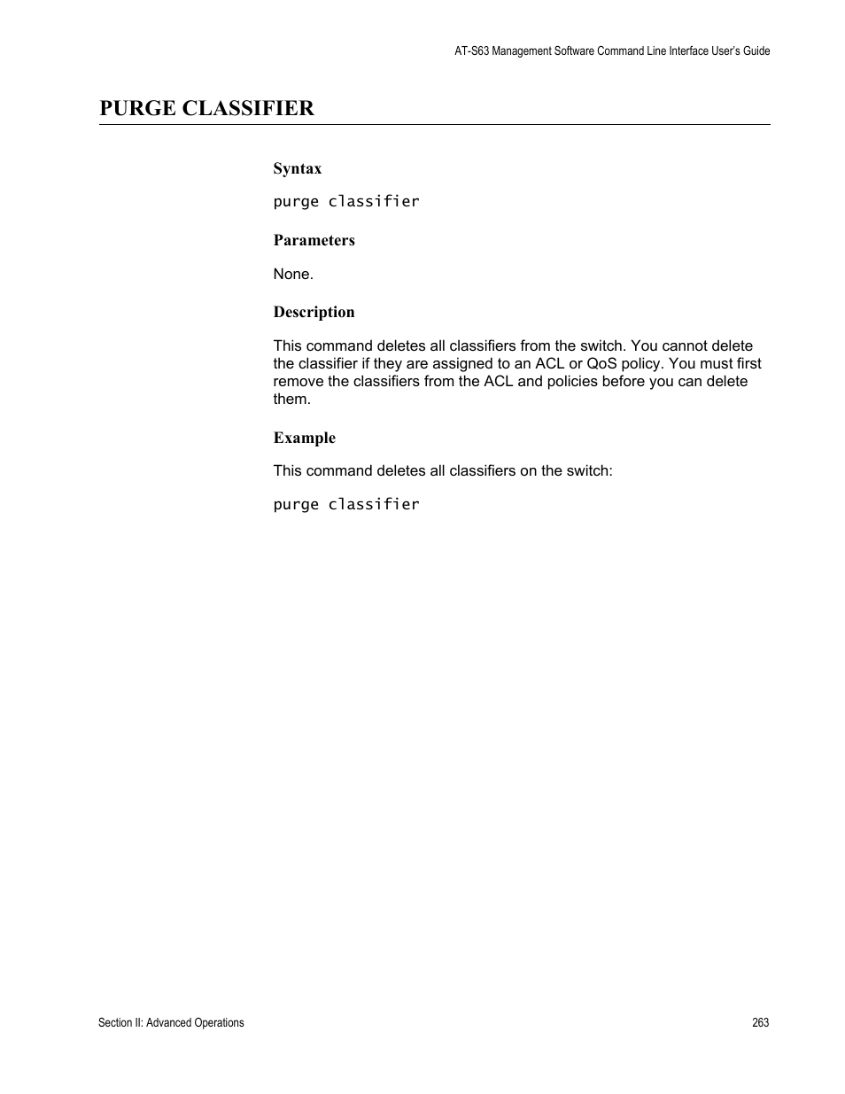 Purge classifier | Allied Telesis AT-S63 User Manual | Page 263 / 726